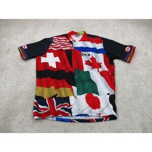 Louis Garneau Cycling Jersey Mens Large World Flags Graphic Print Biking Shirt
